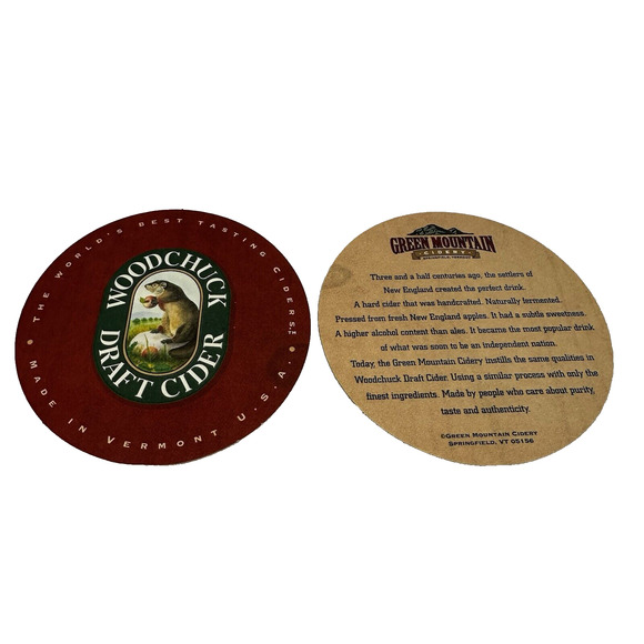 Woodchuck & Green Mountain Cider Coasters - Barware Drink Coasters Set - Picture 6 of 6